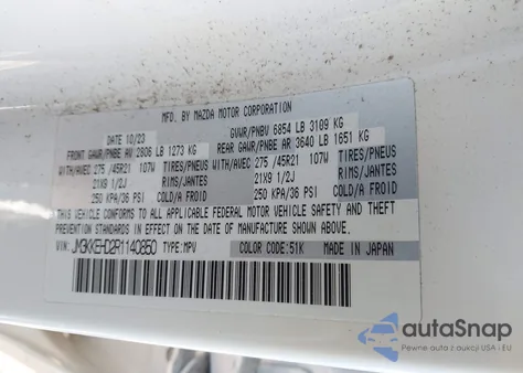 2024 Mazda Cx-90 3.3 Turbo Premium Plus из США, поврежденный, VIN JM3KKEHD2R1140850